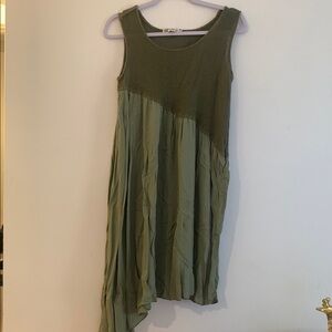 Chic Asymmetrical Olive Dress - Preloved